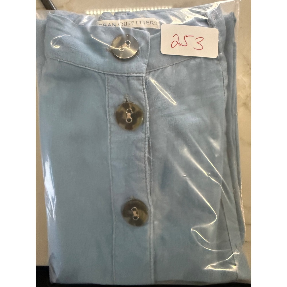 Urban Outfitters Blue Button Front Midi Skirt High Waist Pockets Slit Light Blue - Picture 13 of 13